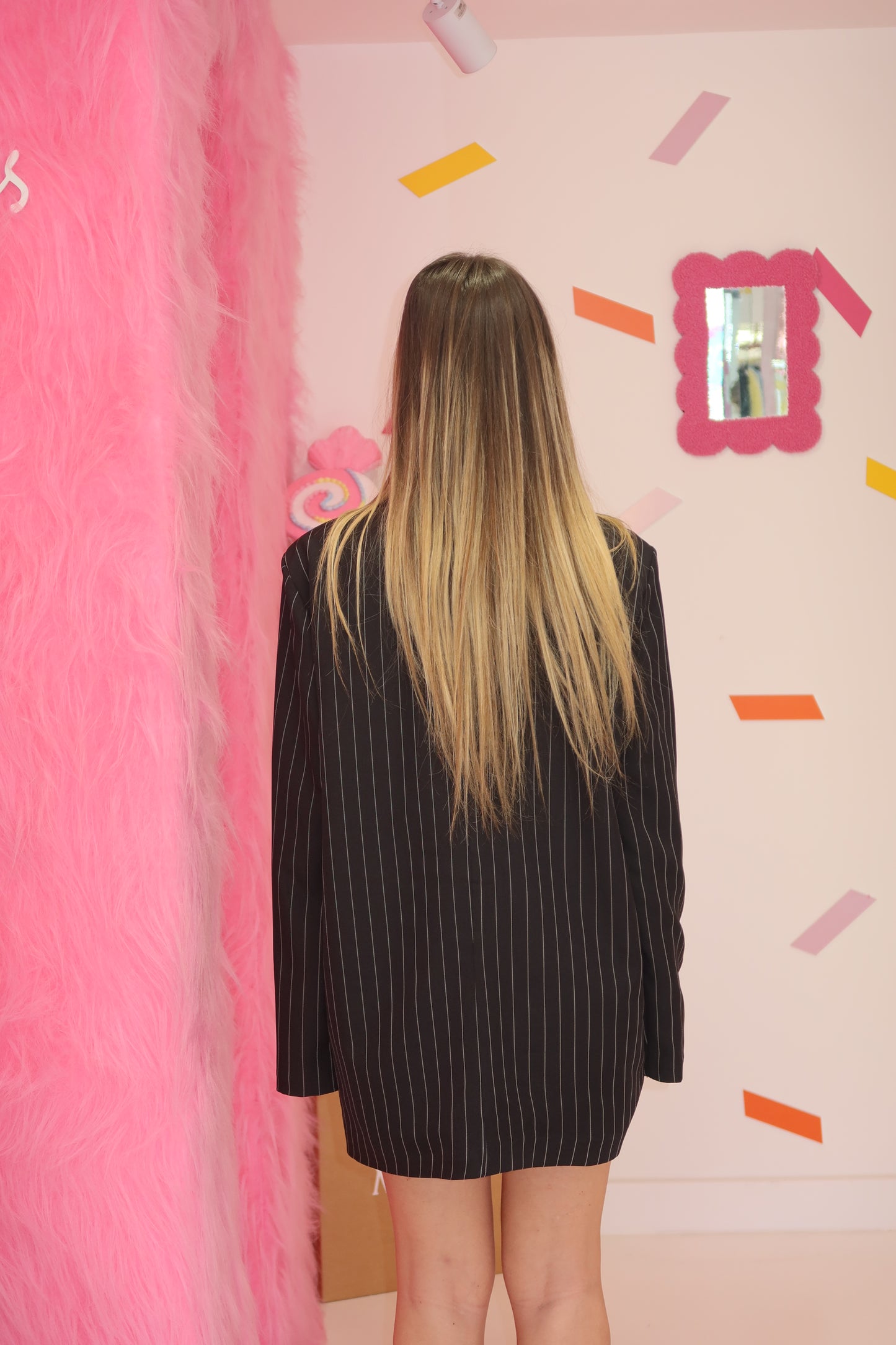 Tailleur Gonna Gessato Nero